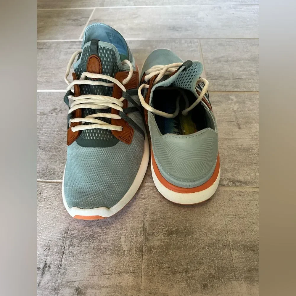 OluKai Manele Golf Shoe Pale Moss/Molten Orange 11.5 - Picture 6 of 10